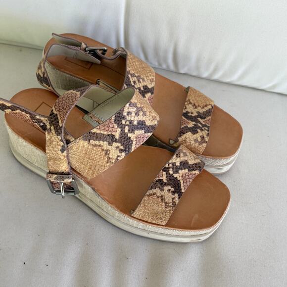 Dolce Vita Idrah Embossed Leather Sandals 8.5 Tan Beige Brown Platform 90s Y2K - Picture 6 of 7